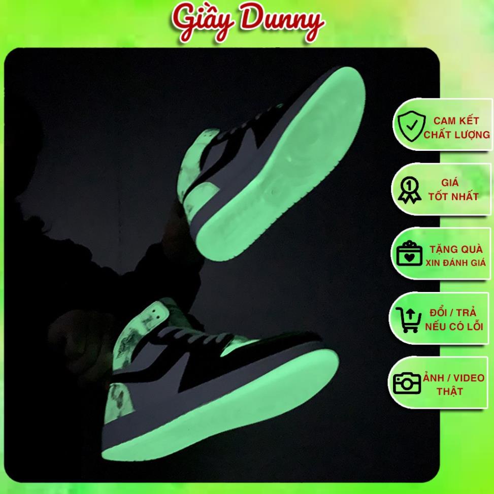 Giày Jordan Cổ Cao Phản Quang, Giày Jordan custom xanh loang nữ Hot Hit 2021