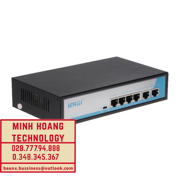 Thiết bị chia mạng SWITCH POE HRUI CHÍNH HÃNG 6 PORT HR901-AF-42N