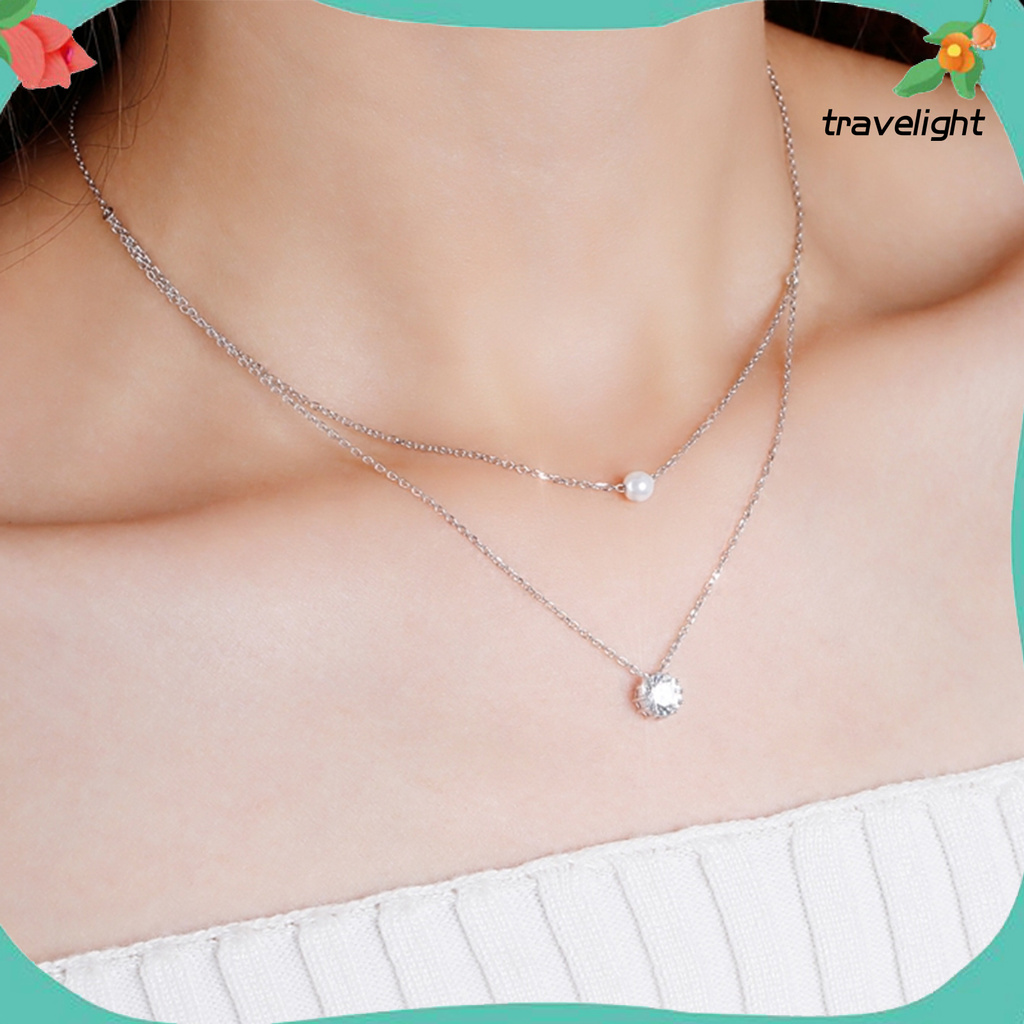 Vòng Cổ Choker Hai Lớp Đính Ngọc Trai Giả Thời Trang Cho Nữ