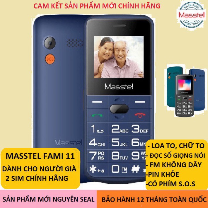 điện thoại masstel A331, FAMI 11 (dành cho người già ) loa to, chữ to, pin siêu khỏe - mới bảo hành chính hãng 12 thán