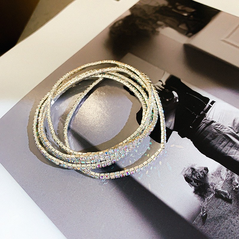 Bộ Vòng Tay + Nhẫn Nhiều Lớp Co Giãn Đính Đá Đơn Giản Phong Cách Âu Mỹ Thời Trang Cho Nữ | BigBuy360 - bigbuy360.vn