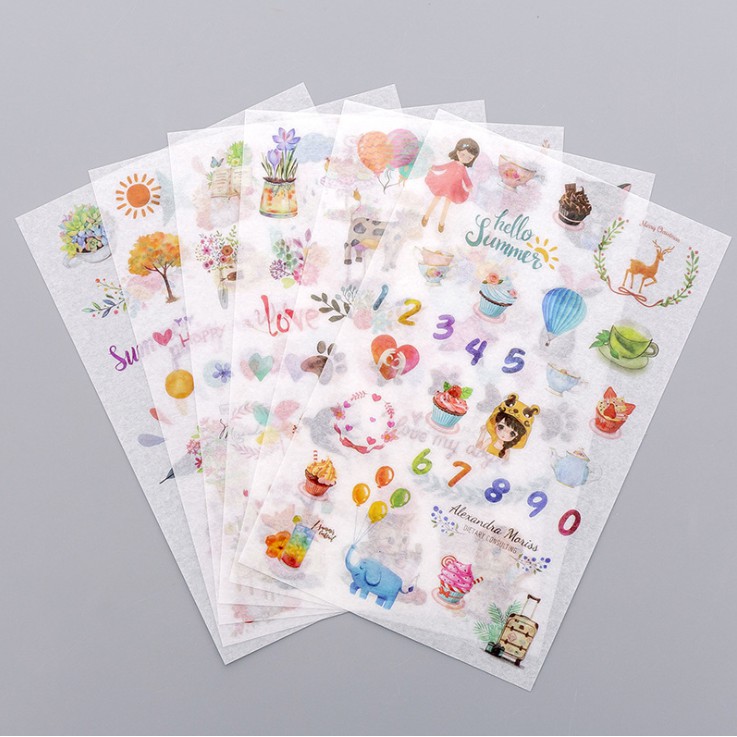 Bộ 6 Tấm Sticker Giấy Hello Summer 1-9