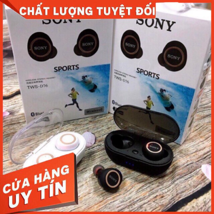 🍄 <Mã Giảm Nhiều>Tai Nghe Khong Dây Bluetooth Sony TWS D76 Cao Cấp, Chất Âm Trầm Ấm Rất Trong, Nhỏ Gọn Nghe Nhạc Đến 6h