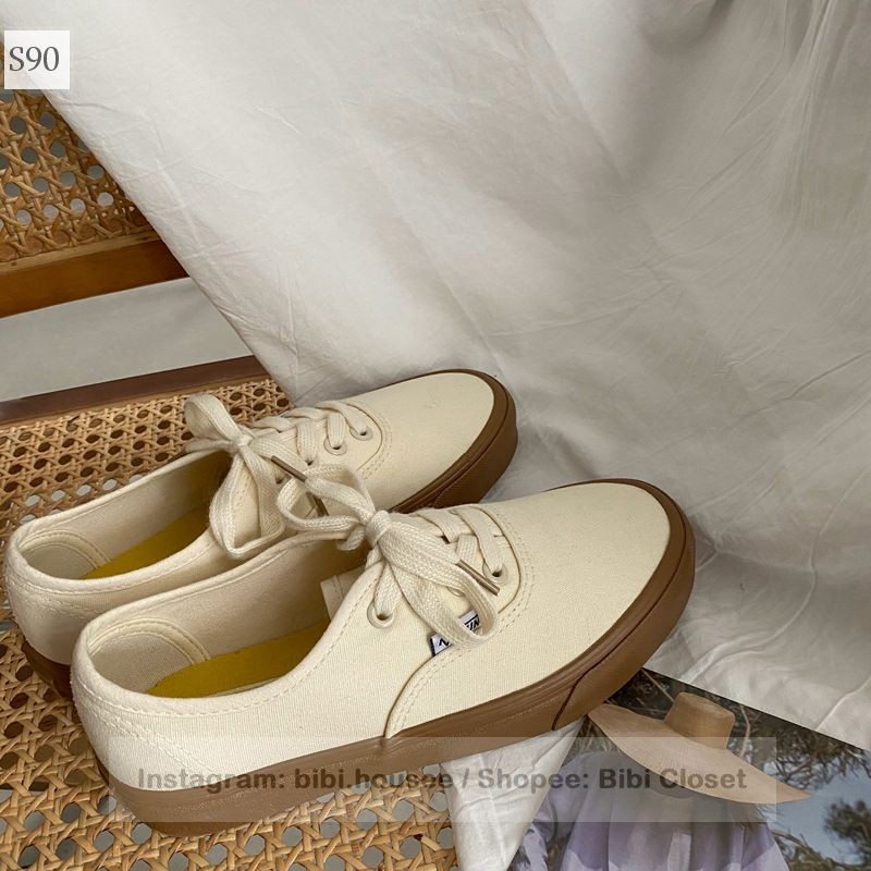 Giày thể thao nam nữ ulzzang đế bằng vải mềm năng động màu be hot trend đẹp đi chơi đi học đơn giản mã S90 | BigBuy360 - bigbuy360.vn