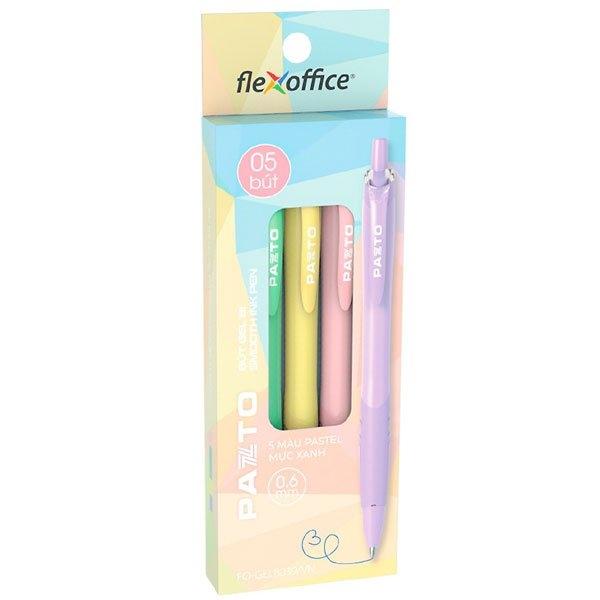 Combo 5 cây (1 Hộp) - Bút gel B màu Pastel TL Pazto Mực xanh (5 cây 5 màu) GELB039 - ngòi 0.6mm