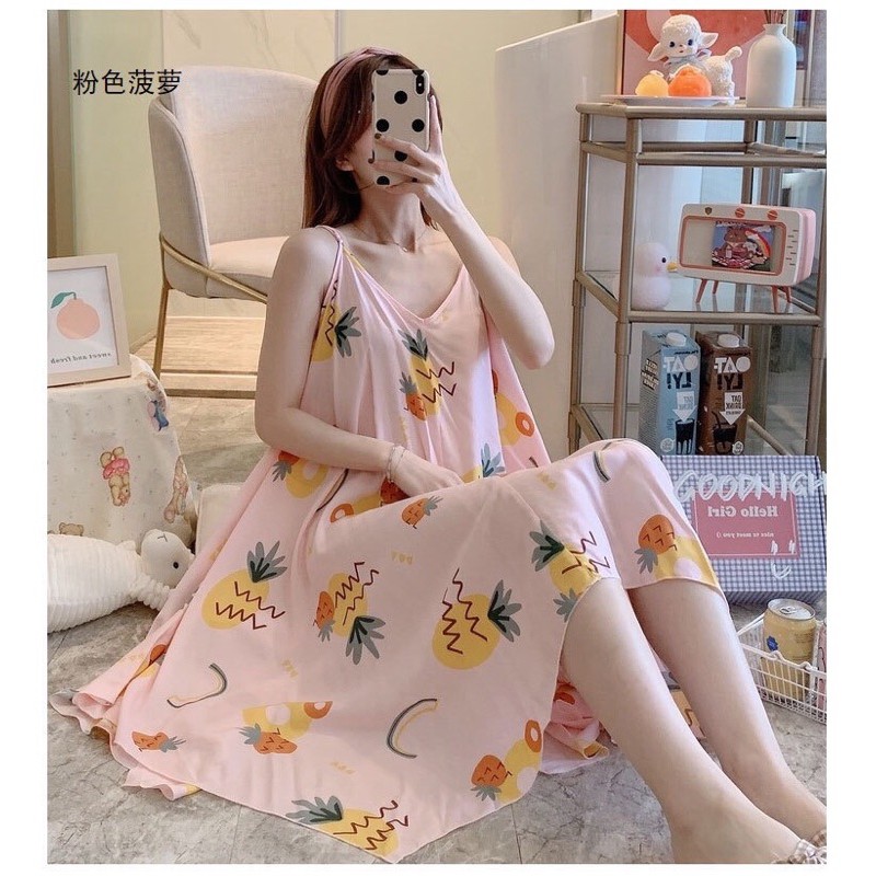Đầm ngủ hai dây, váy maxi bigsize chất liệu mềm mịn mát | BigBuy360 - bigbuy360.vn