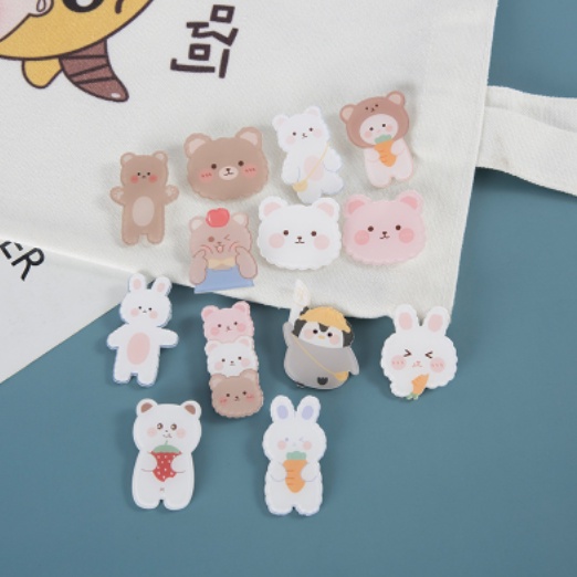 Trâm Cài Áo Acrylic Mềm Hình Gấu Thỏ Hoạt Hình Đáng Yêu