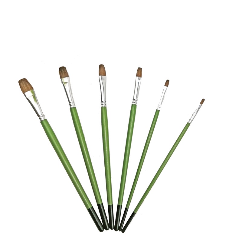 Bộ bút cán xanh 6 cây lông chồn