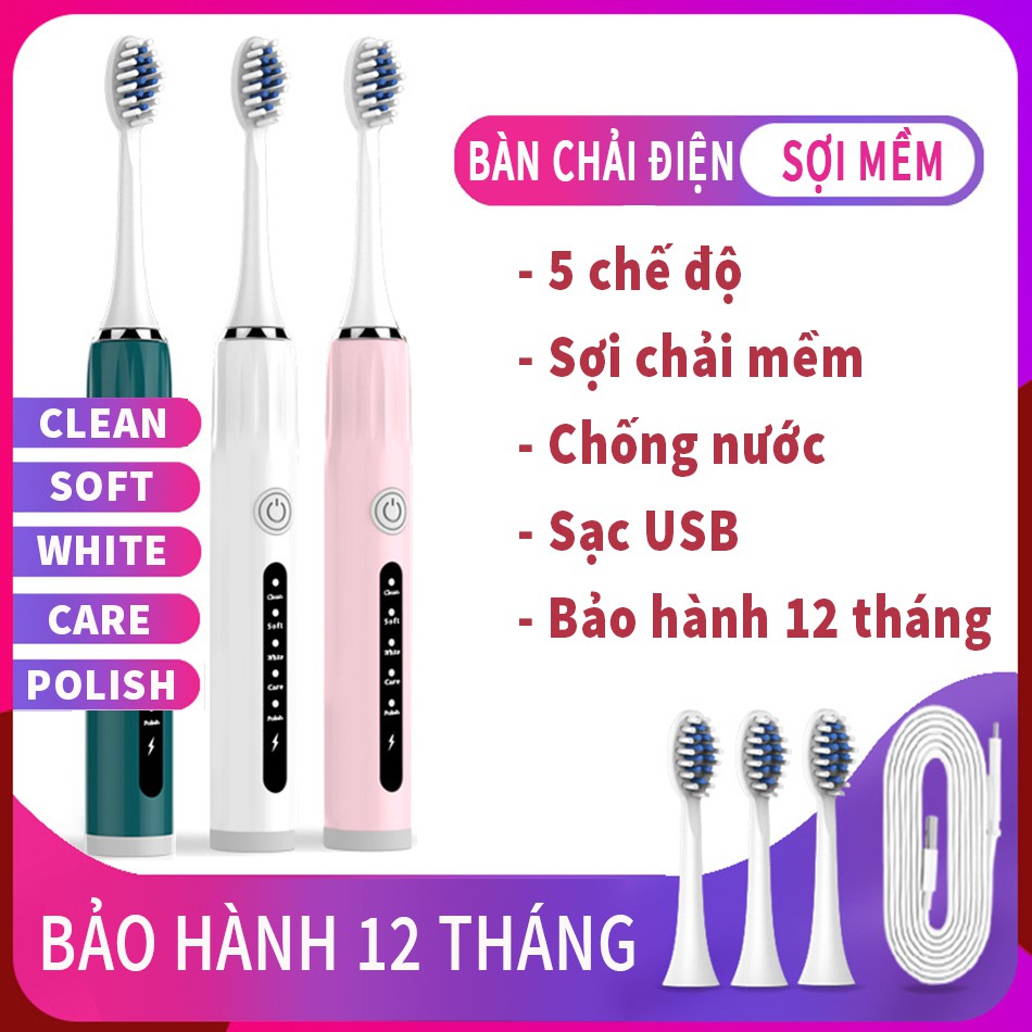 Bàn chải đánh răng điện tự động A1 lông mềm Cao Cấp Bàn chải điện gia đình bảo hành 12 tháng