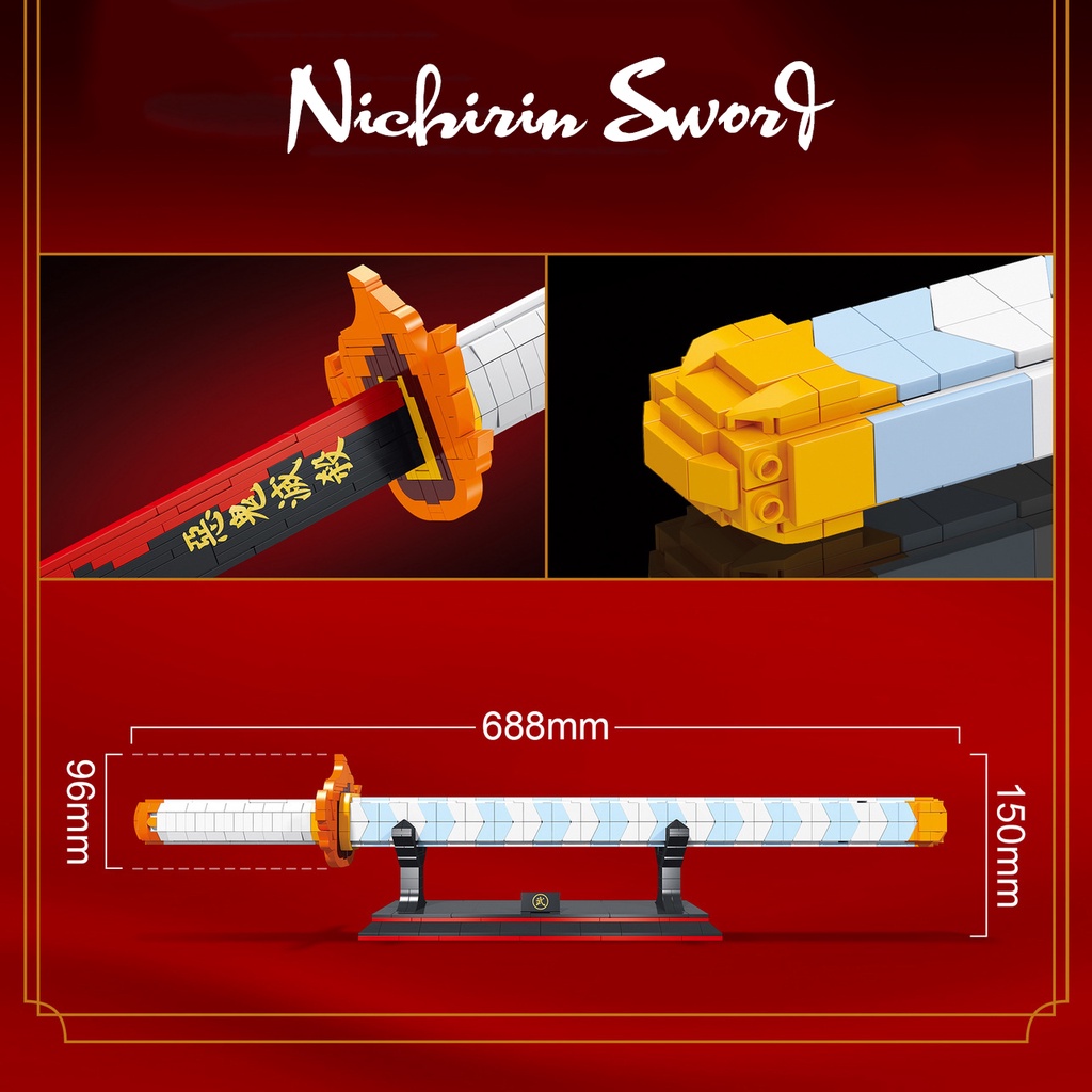Đồ Chơi Lắp Ráp Kiểu LEGO Mô Hình Nichirin Sword Viêm Trụ Rengoku Kyoujurou Demon Slayer DK1503 Với 790 PCS