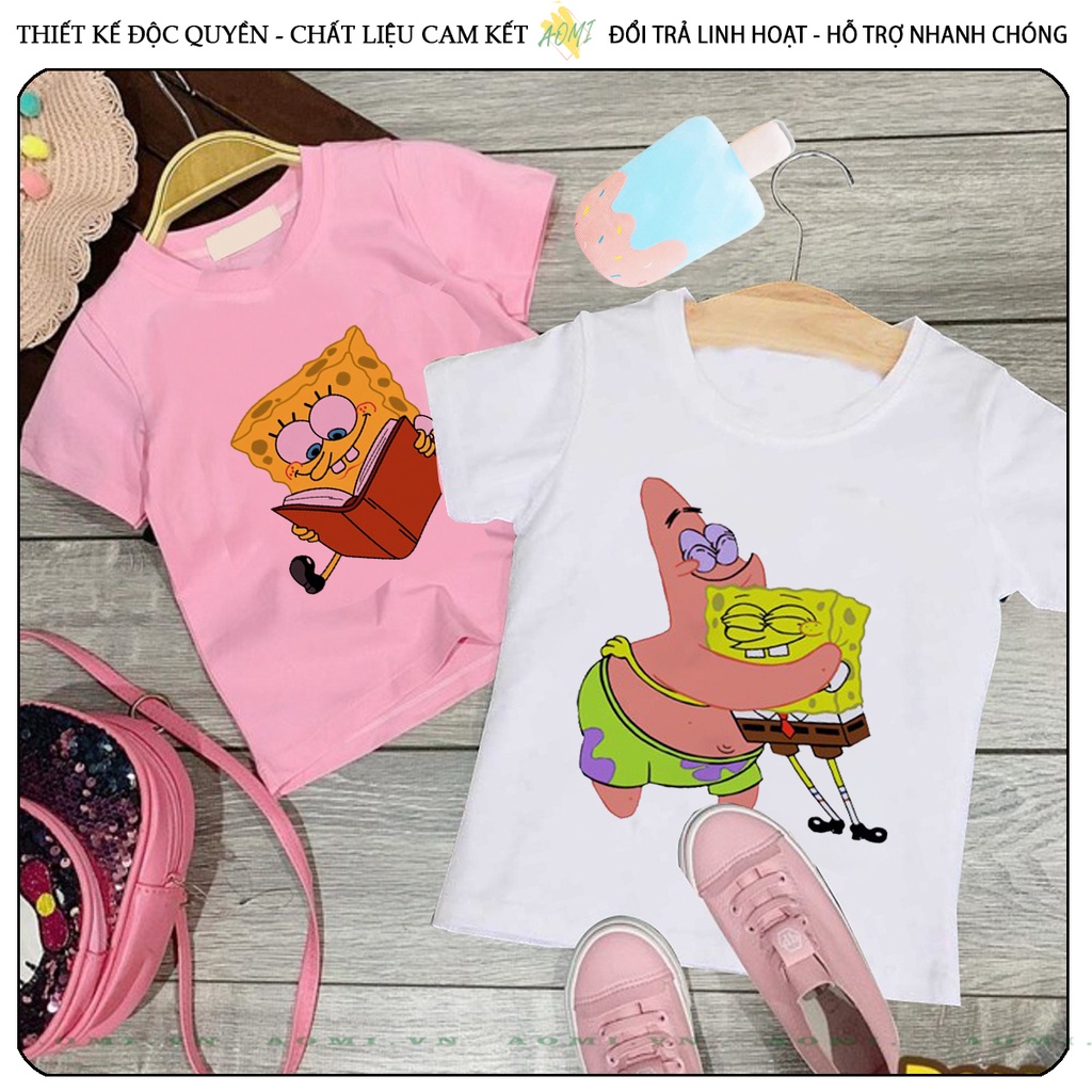 [nhiều mẫu] ÁO THUN cho bé SpongeBob Patrick UNISEX PHÔNG NAM NỮ GIA ĐÌNH CẶP ĐÔI CÓ SIZE TRẺ EM TRAI GÁI AOMIVN