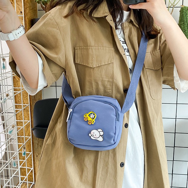 Túi Đeo Chéo Nữ⭐ FREESHIP 50K⭐Túi Tote Đeo Chéo Vải Bố Tặng Kèm Sticker Trơn Chống Nước Size 15Cm