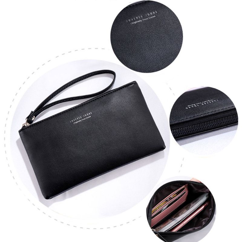 Youyo Ví Da PU Đựng Điện Thoại Chìa Khóa Trang Điểm Thời Trang Có Dây Kéo Dành Cho Bạn Nữ