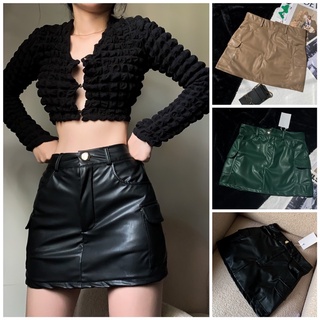✨Chân váy Da túi hộp “BOX Skirt”———Chất da mềm giãn diện siêu thoải mái