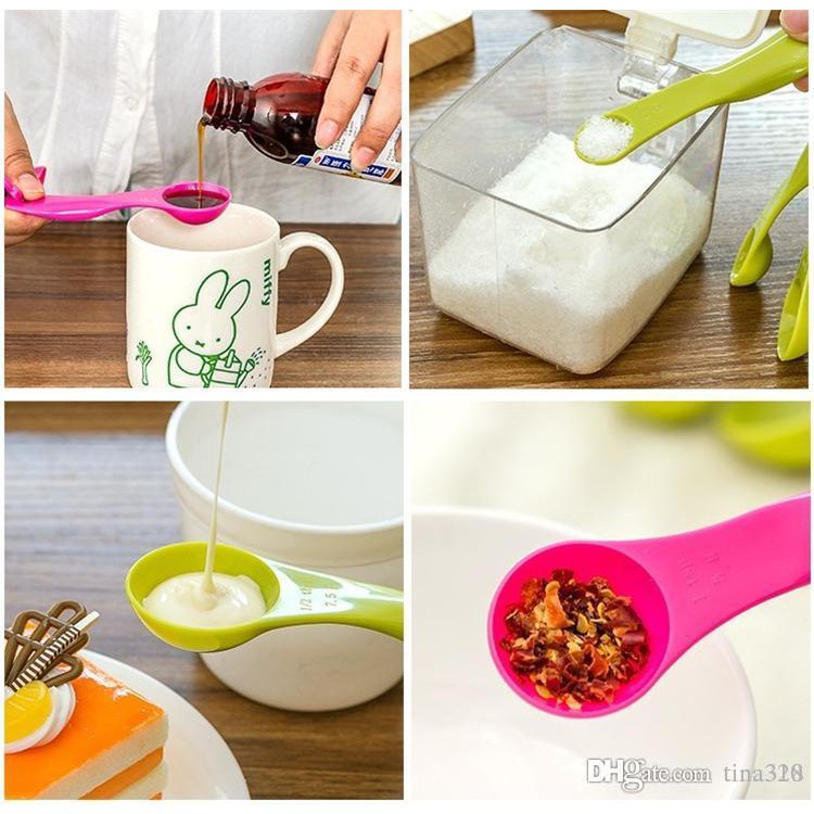 BỘ DUNG CỤ MUỖNG ĐONG GIA VỊ BẰNG NHỰA NHIỀU MÀU 5 CÁI