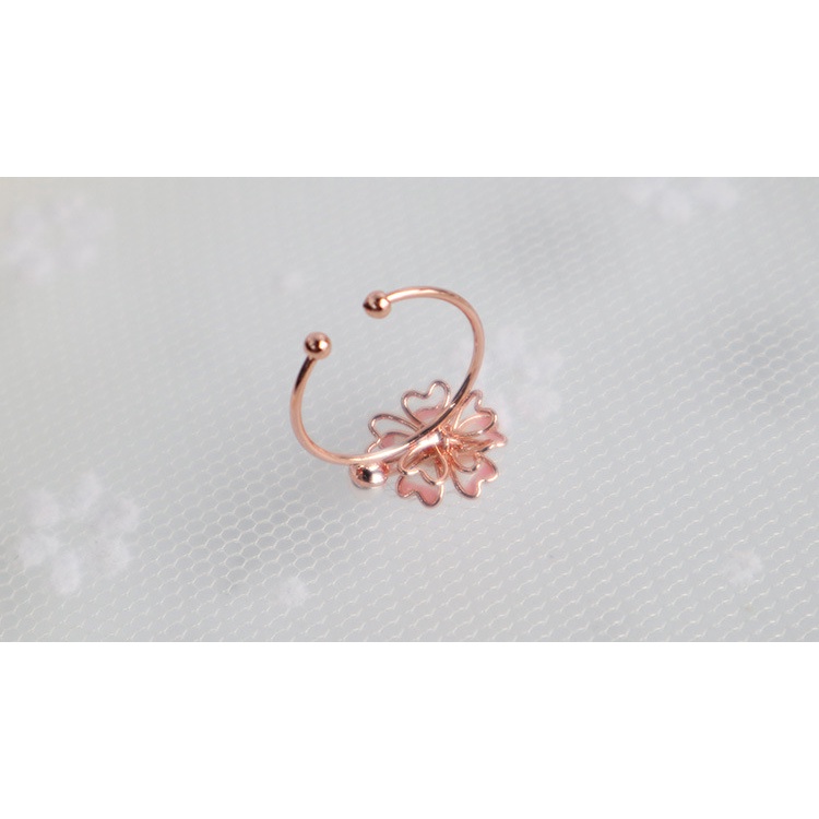 [Hàng Mới Về] Nhẫn Hở Đuôi Hình Hoa Anh Đào Tráng Men Ba Chiều Đính Hạt Ngọc Trai Thời Trang Mùa Hè Cho Nữ