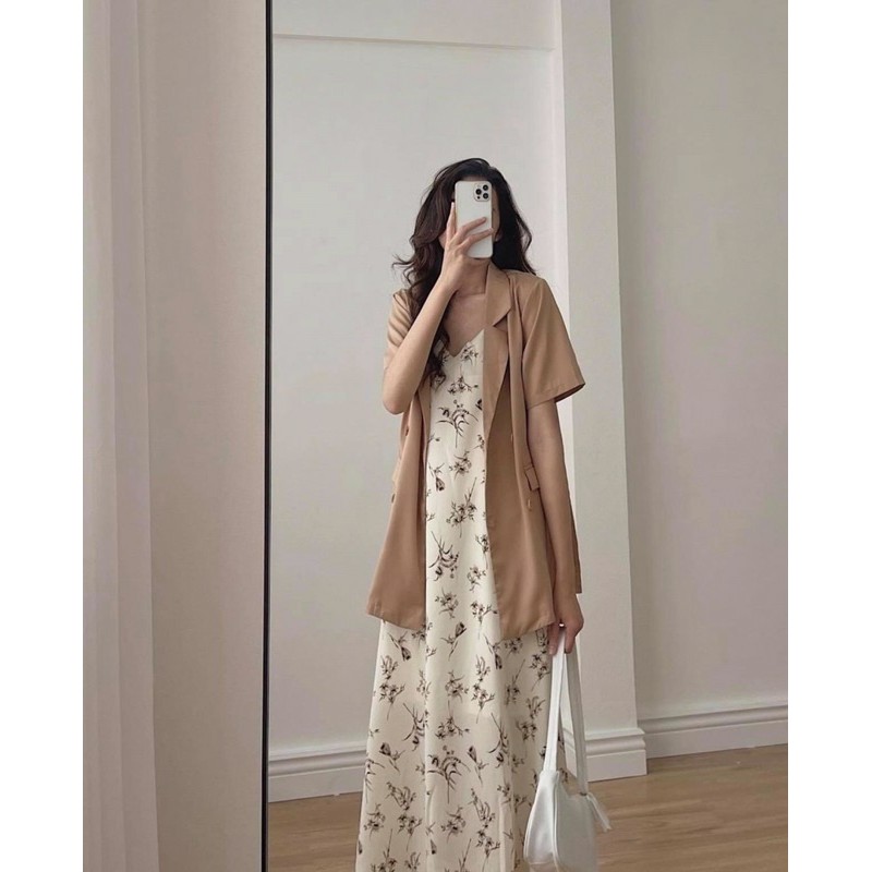 Set váy hai dây kèm áo blazer (3 màu)