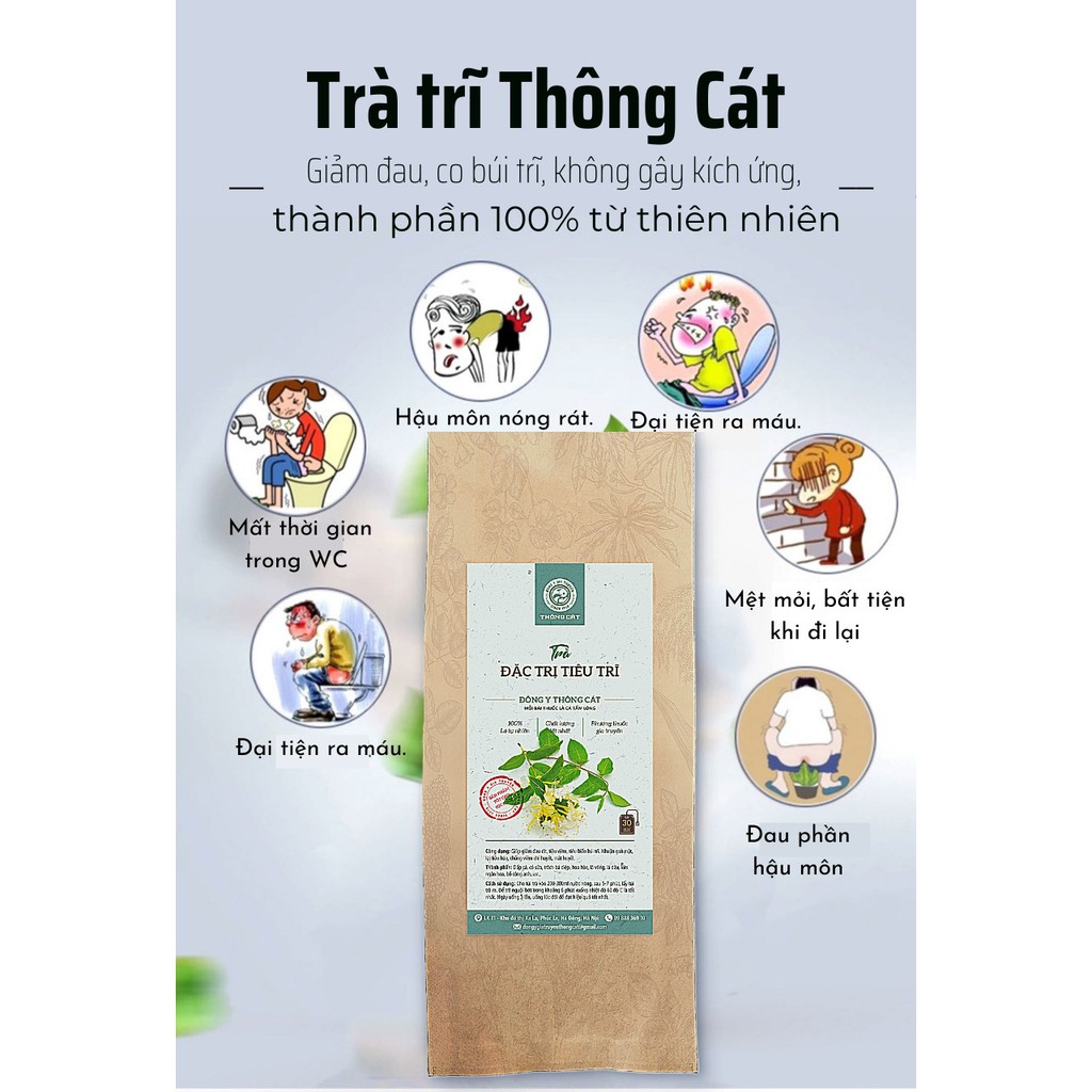 Trà trĩ  Đông y gia truyền thông cát giải pháp mới cho người bị trĩ _ giảm đau, điều hòa khí huyết, lưu thông tĩnh mạch