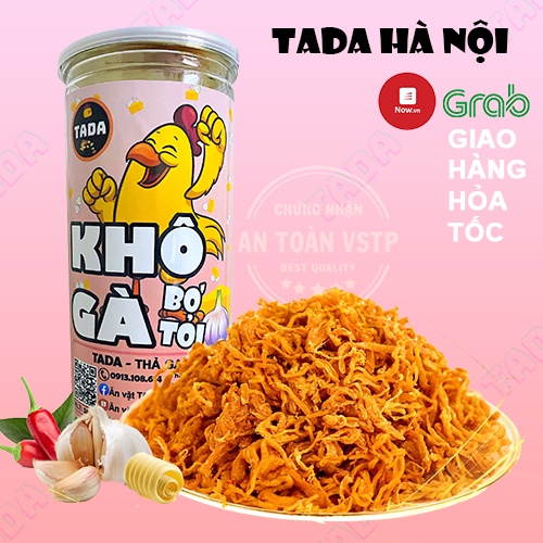 Khô gà bơ tỏi xé sợi cay 300g TADA, loại ngon, gà khô bơ tỏi chuẩn vị, đồ ăn vặt Hà Nội