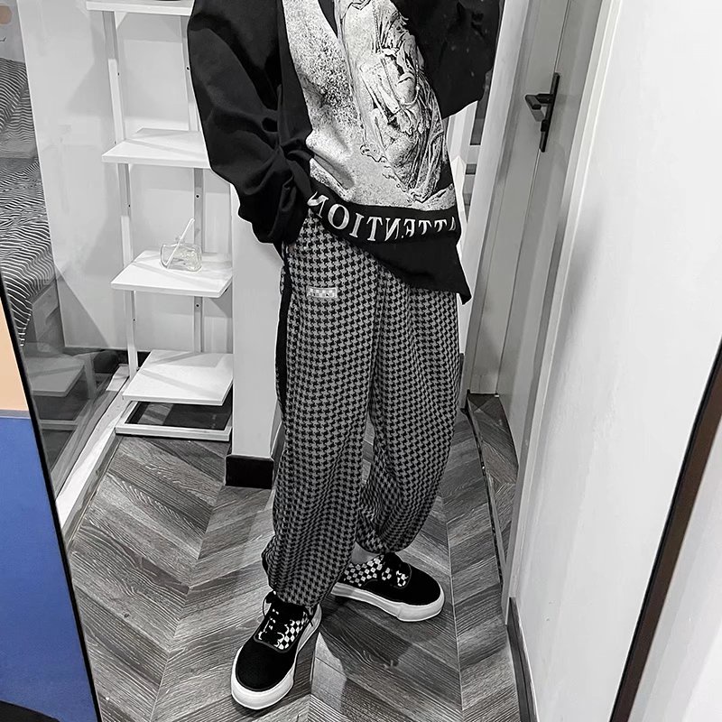 Quần Jogger In Họa Tiết Houndstooth Thời Trang Dành Cho Nam Size S-3XL