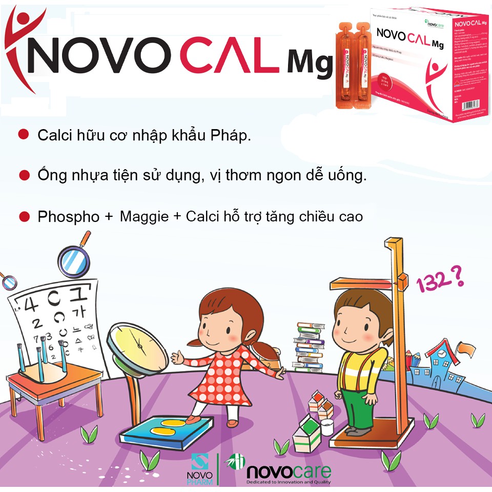 Ống Uống Bổ Sung Canxi, Mg, Phospho Dành Cho Mẹ Bầu Đau Lưng Chuột Rút, Trẻ Còi Xương, Chậm Lớn, Trẻ Mới - NOVOCAL Mg | Thế Giới Skin Care