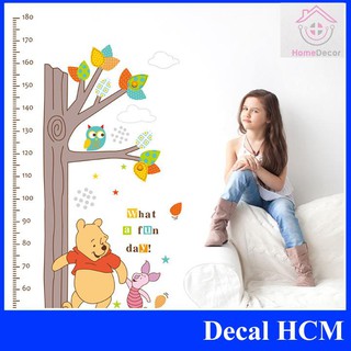 (HCM) Decal dán tường thước đo chiều cao Gấu POOH - decal dán trang trí hcm cao cấp