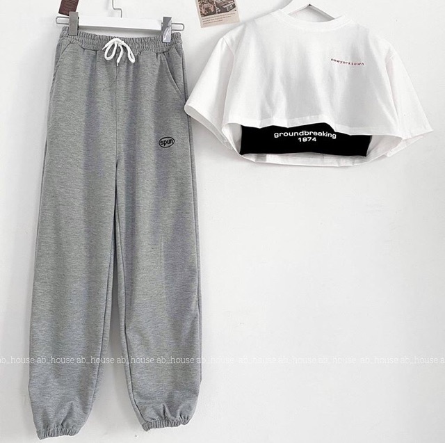 💢Set Bộ Quần Spun + Áo Crop ground Breaking | BigBuy360 - bigbuy360.vn