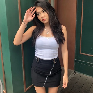 Chân váy kaki nhung tăm dây kéo - Zip Skirt