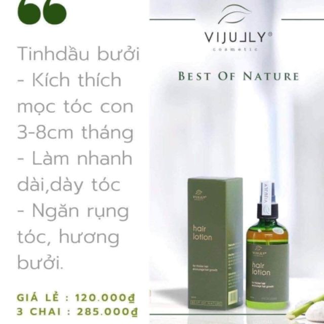 Tinh dầu bưởi VIJULLY [ kích mọc tóc 100%] 100ml