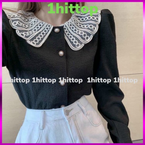[1hittop] áo sơ mi nữ tiểu thư cổ bèo, áo sơ mi cổ bèo xmin