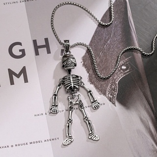Vòng cổ kim loại mặt hình bộ xương phong cách hiphop cổ điển độc đáo WC089
