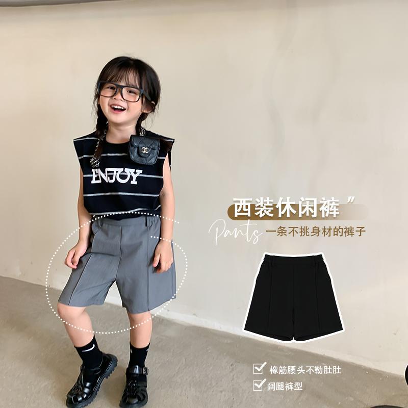 Set Áo Thun Ngắn Tay + Quần Short Thời Trang Mùa Hè Phong Cách Hàn Quốc Cho Bé Gái