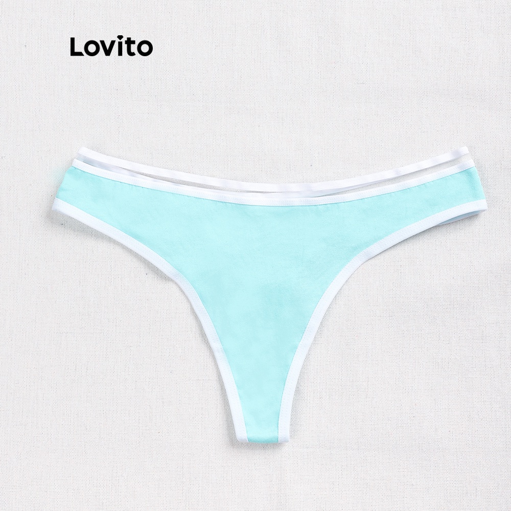 Quần lót Lovito màu trơn tương phản sexy L00304 (xanh dương nhạt/đỏ đậu)