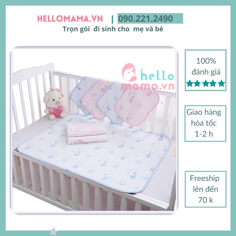 Tấm Lót Gấu chống thấm 4 lớp xinh xắn cho bé