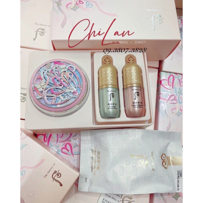 [CHÍNH HÃNG] Set Phấn Nước Trắng Da Hoàng Cung Whoo Phiên Bản Hoa Anh Đào 30gr Tặng Kèm Kem Lót