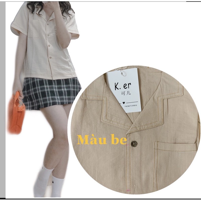 Áo sơ mi cổ vest cộc tay 2 màu, có ảnh thật | BigBuy360 - bigbuy360.vn