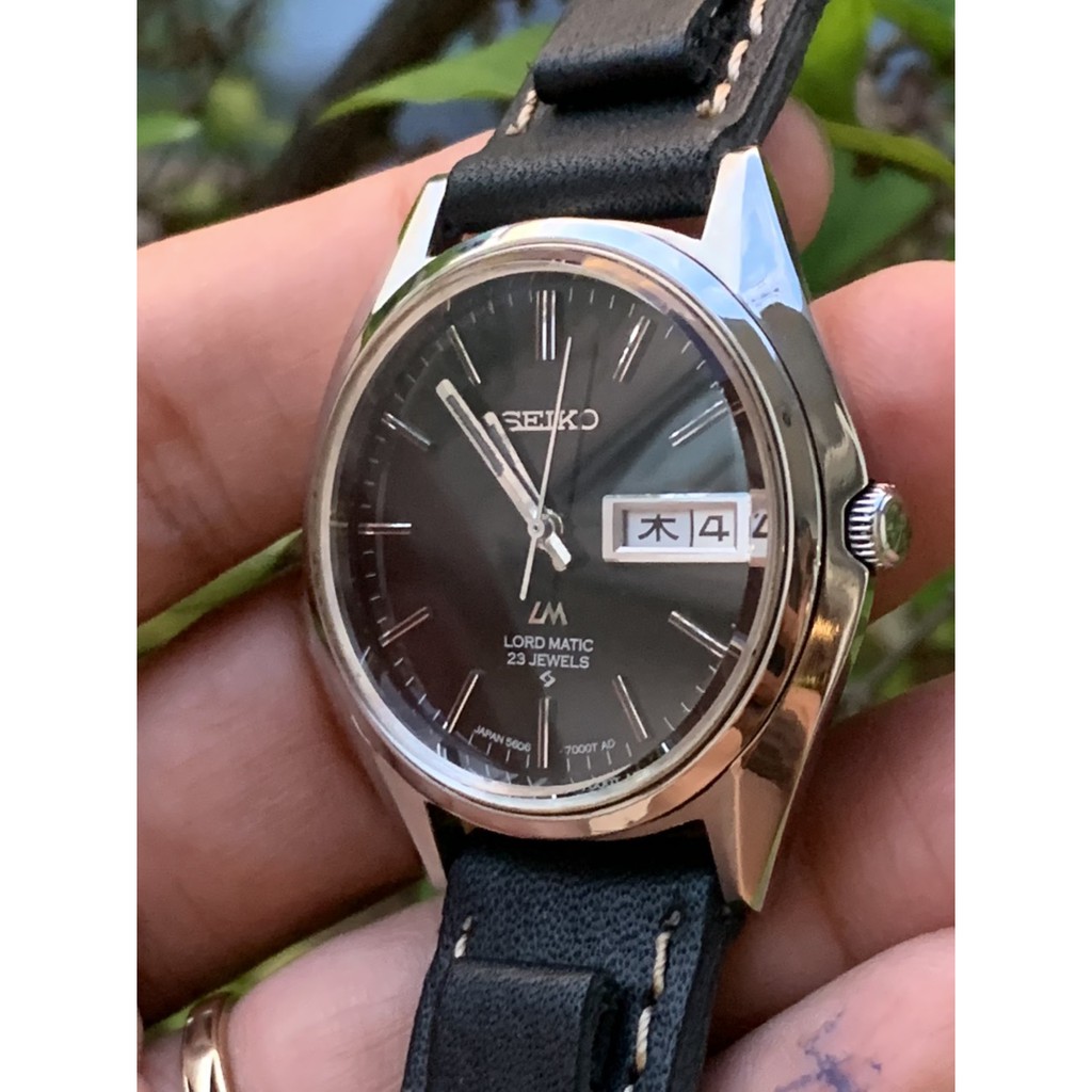 Đồng hồ nam Seiko LM automatic 2 lịch, niềng thép không gỉ, dây da