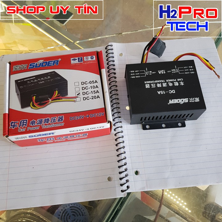 Bộ chuyển đổi nguồn xe hơi từ 24V sang 12V SUOER 15A- Hàng chính hãng