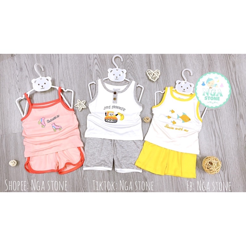 Bộ ba lỗ Peapob cho bé trai bé gái 6-15kg
