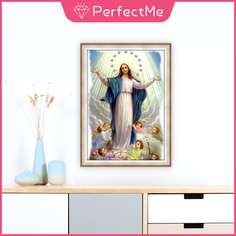 Bộ tranh đính đá tự làm họa tiết chúa Jesus 30X40cm