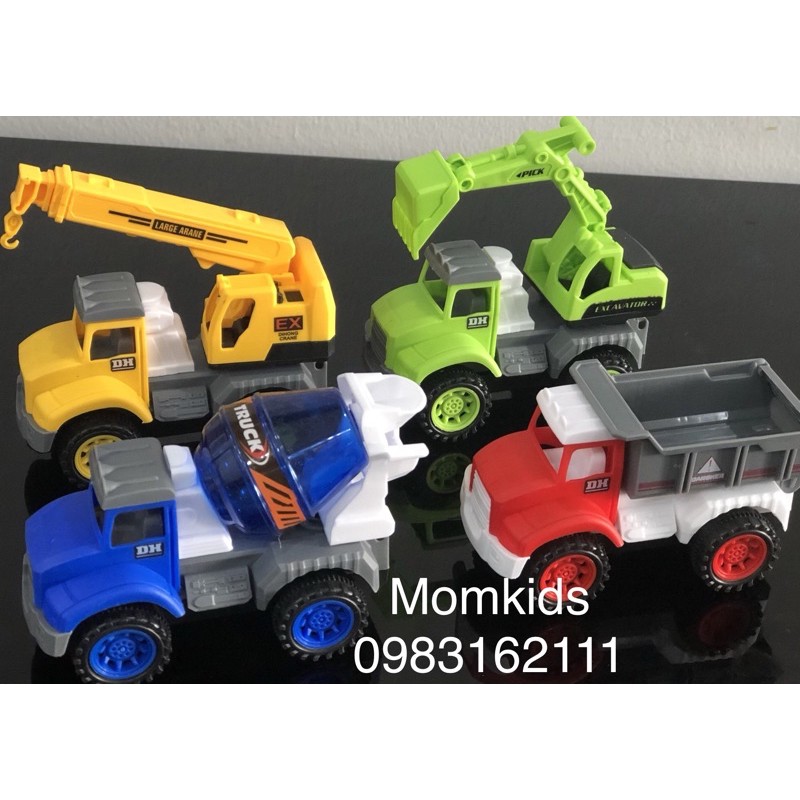 set 4 xe công trình đồ chơi cho bé nhiều màu