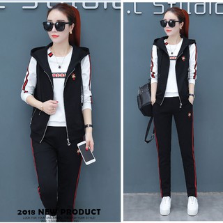 Sét 3 bộ đồ thể thao nữ COOL TT231 gồm: áo khoác, áo thun, quần