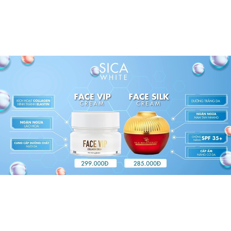 COMBO SIÊU PHẨM DƯỠNG DA CAO CẤP NGÀY & ĐÊM (FACE VIP SICA + FACE LỤA SICA)