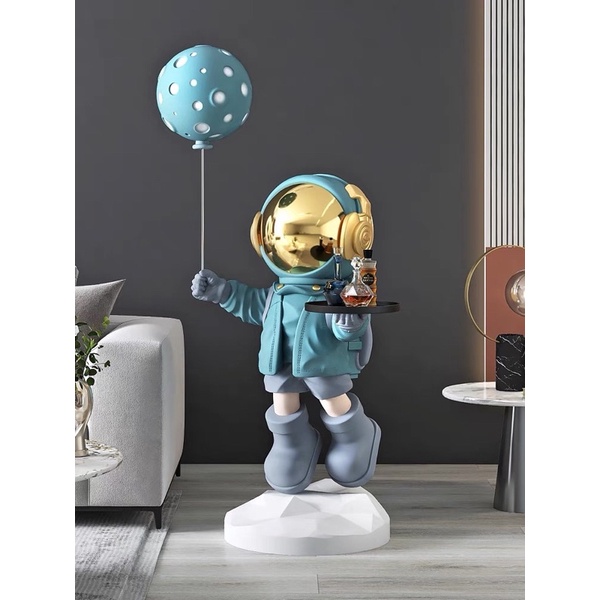 Tượng phi hành gia bưng khay cao 110cm làm quà tặng, trang trí phòng khách, kệ TV, tủ rượu, bàn làm việc