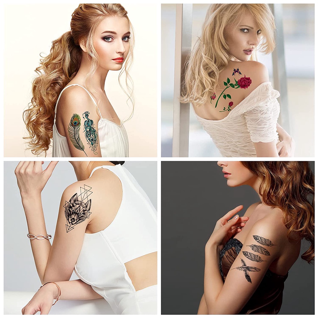 [Hàng mới về] Tờ hình xăm dán tạm thời họa tiết hoa bướm 3D nhiều kiểu dáng chống thấm nước cho nam và nữ