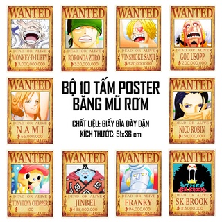 Lệnh truy nã One Piece cỡ lớn Băng Mũ Rơm (10 tờ) -  ALS (3 tờ) cỡ lớn, chất liệu giấy bìa cứng, kích thước 51x36cm