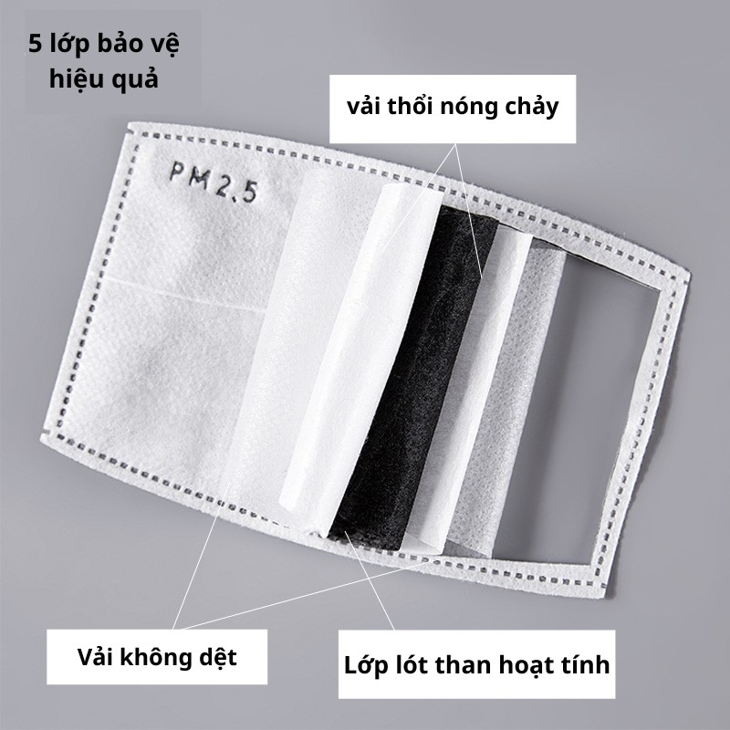 Set 2 tấm lọc lót khẩu trang than hoạt tính chống khói bụi PM2.5 tiện lợi | BigBuy360 - bigbuy360.vn
