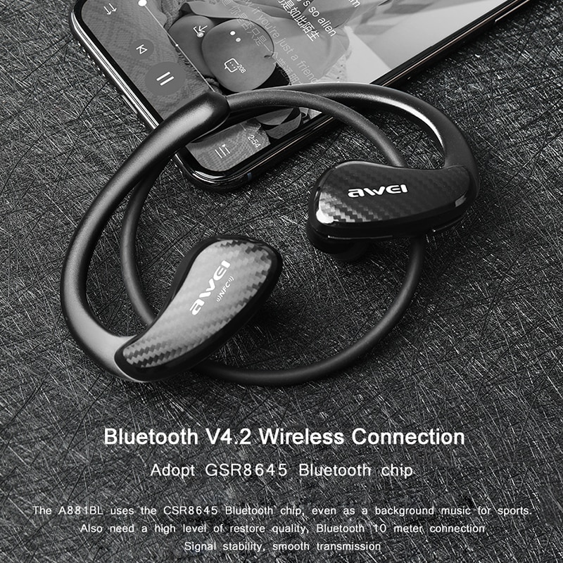 Tai Nghe Không Dây AWEI A881BL Kết Nối Bluetooth Đeo Cổ Có Micro Âm Thanh Nổi 3D Kháng Nước Khử Tiếng Ồn