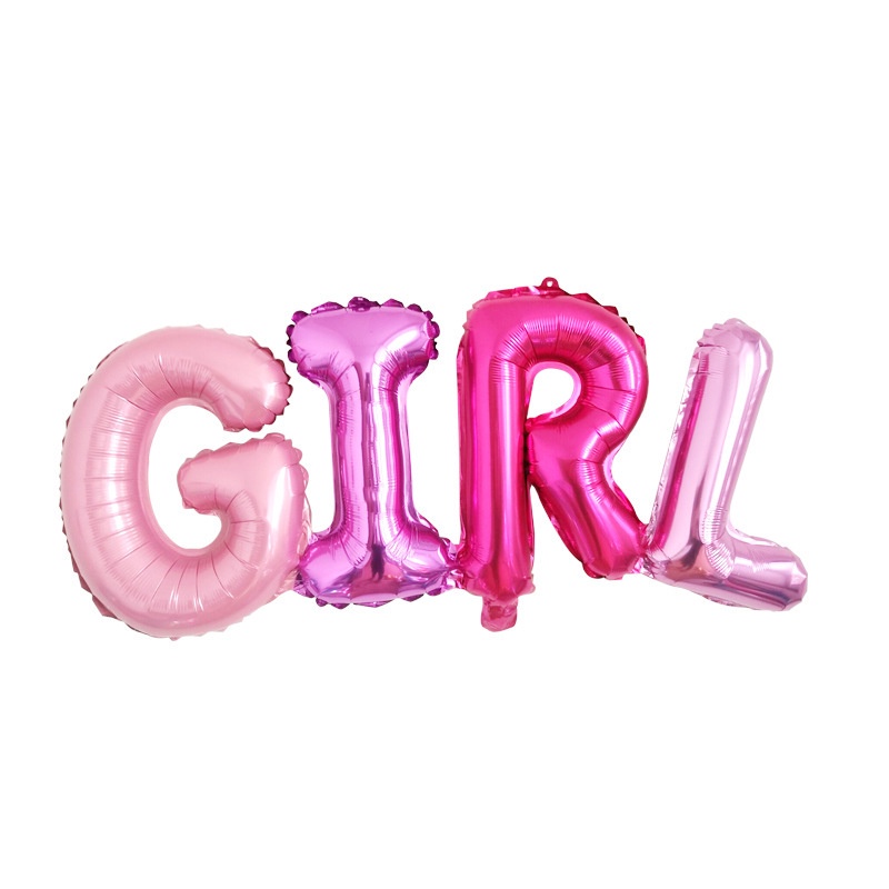 Bóng chữ GIRL tông màu hồng tím pastel trang trí sinh nhật party - Kem Shop K