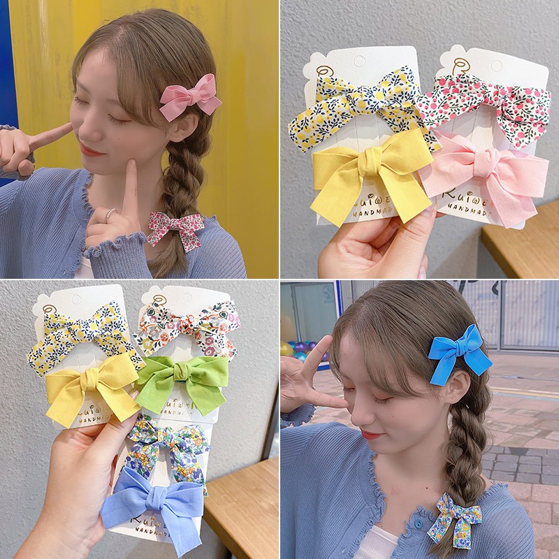 Kẹp Tóc Thời Trang Đính Nơ Họa Tiết Hoa Đáng Yêu Cho Nữ